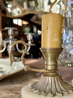 Par de Candelabros en Bronce y Marmol - Antiguedades JOE