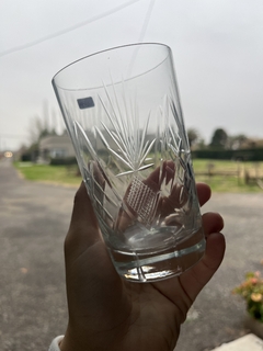 11 Vasos de Vidrio Tallados - Antiguedades JOE