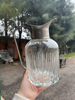 Jarra de Vidrio Tallada c/Virola Metal - tienda online