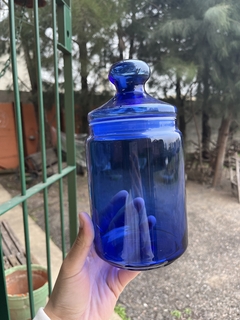 Frasco de Vidrio Azul - Antiguedades JOE