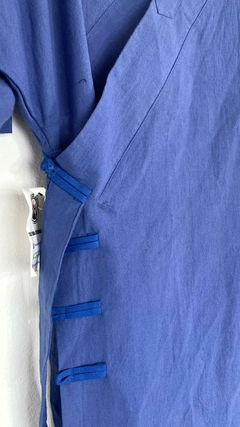 CHAQUETA LIENCILLO CRUZADA AZUL - tienda online