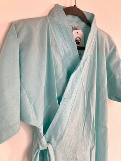 CHAQUETA LIENCILLO CRUZADA CELESTE - comprar online