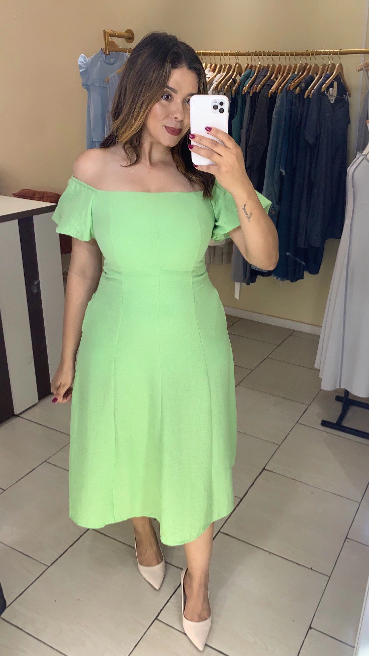 VESTIDO LONGUETE OMBRO A OMBRO DAFNE