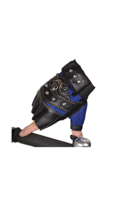 Pirate Captain PU Leather Fingerless Luvas para homens e mulheres, Skull Rivet Mitts, Hip Hop Gym Gloves, Feminino Moto Luvas Metade do Dedo - comprar online