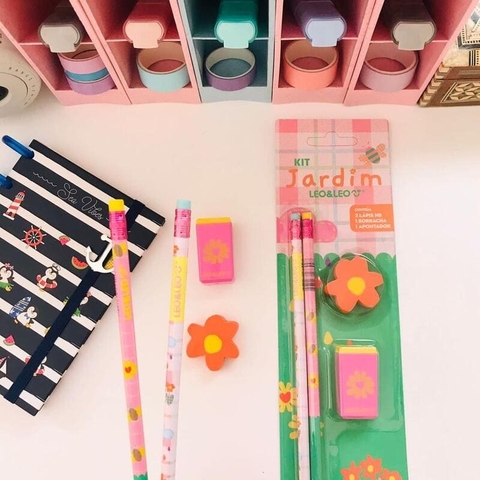 Kit 2 Lápis Jardim com Apontador e Borracha