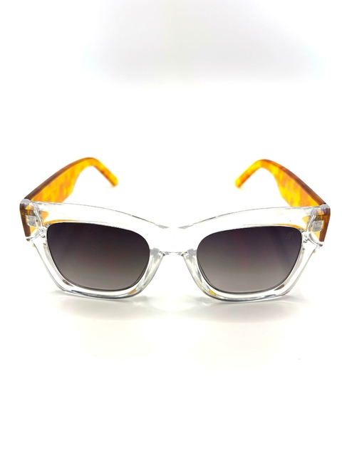 Óculos de sol Marjoriê degradê quadrado translúcido e amarelo - comprar online