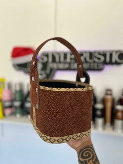 CANASTA MATERA SIMIL CUERO CARPINCHO - comprar online