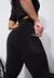 Conjunto Fitness Cropped Preto + Calça Legging com Bolso Tela