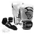 Kit Luva Pretorian Elite Boxe Muay Thai + Bandagem + Bucal - Preta e Prata