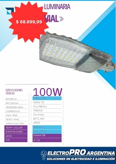 Luminaria Alumbrado Publico IP66 10.000 Lumenes 100W Luz Fría LCI