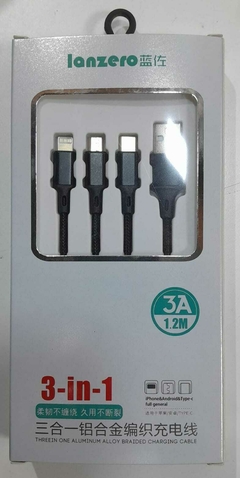Cable 3 en 1 Lanzero 3A BLACK - comprar online