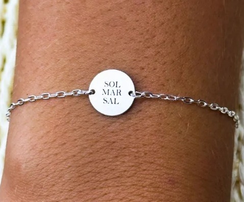 Pulseira com Pingente Central "Sol, Mar e Sal" 17cm + 2,5cm