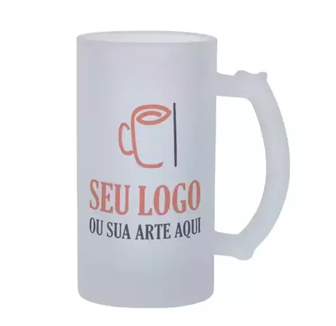 Caneca de Vidro Chopp/Cerveja Jateada 475ml Personalizada