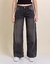 Pantalón Wide Leg Negro Localizado Madera Tiro Bajo (Art.F-B) - Frontera