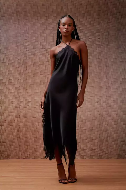 VESTIDO SHANGAI RENDA PONTAS BLACK - LITT