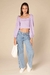 Blusa Cropped Manga Longa Lilás Feminina Lilimoon