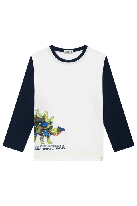 Camiseta Manga Longa Dinossauro Infantil Luc.Boo