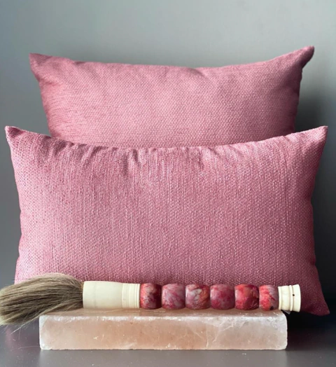 Kit 2 Almofadas Coleção Premium Chenille Rústico Rosa