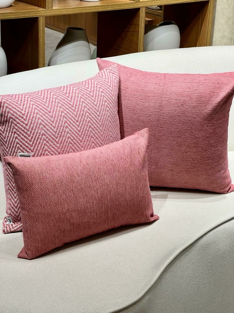 Kit 3 Almofadas - Rosa Antigo e Chevron