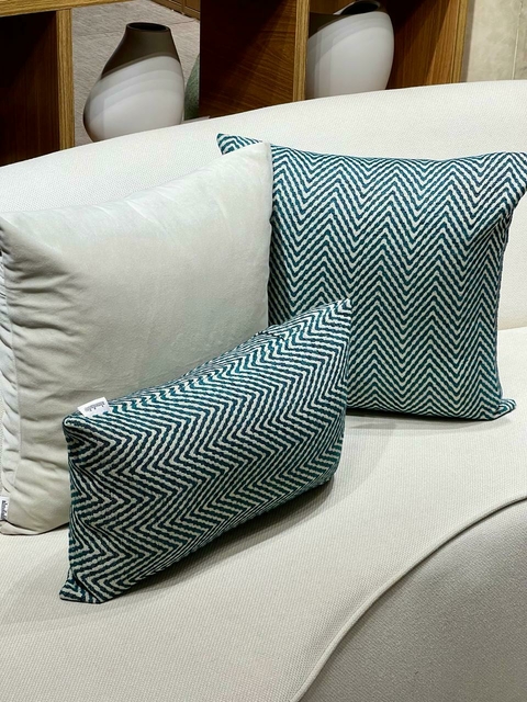 Kit 3 Almofadas - Chevron verde alga e cru