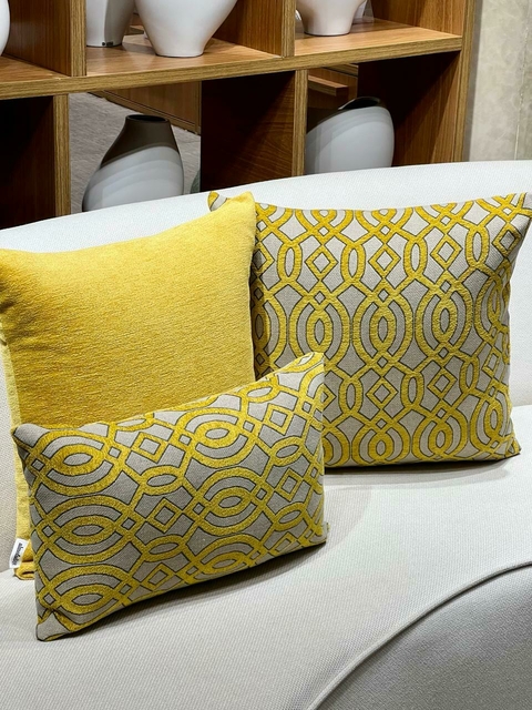 Kit 3 Almofadas - Mandala amarelo mostarda
