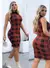 Vestido Midi Canelado Xadrez Regata - comprar online
