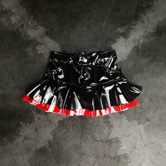 Mini Saia Curta Colorblock Vinil Cintura Alta Plissado Duplo #DESERTOVERMELHO - LMX clothing
