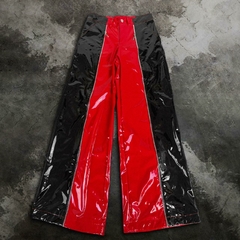 Calça Vinil Colorblock Wide Leg Cortes Ziper Metal #DESERTOVERMELHO - LMX clothing
