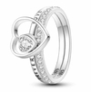 Anillo Doble Corazón Brillante