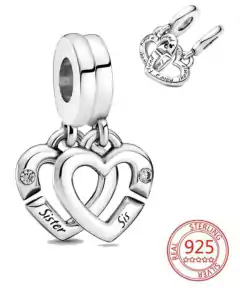 Charm Colgante hermanas Unidas Corazones Divididos