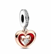 Charm Colgante Corazón Radiante en Dos Tonos