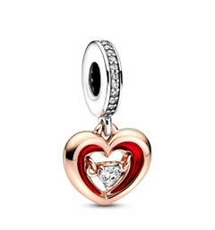 Charm Colgante Corazón Radiante en Dos Tonos