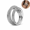 Anillo Pandora triple Pavé y Cuentas