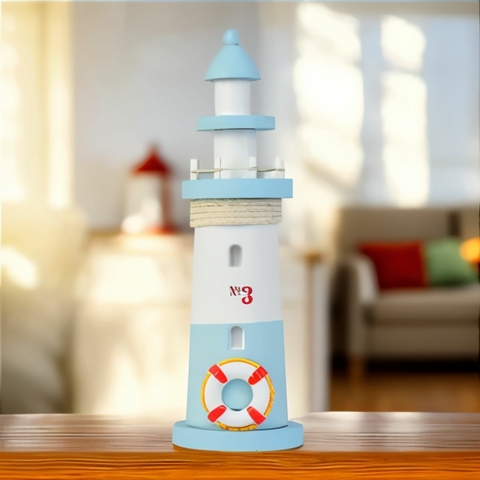 ENFEITE FAROL AZUL CLARO 22CM THE HOME