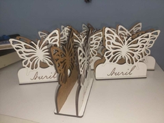 Servilletero mariposa con nombre blanco - comprar online