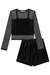 Imagem do Trio de Blusa em Tule Top em Paetê Nikki e Short Saia em Couro Sintético Vic&Vicky