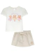 Conjunto de Blusa em Meia Malha e Short Saia em Moletom Linho sem Pelúcia Kukiê