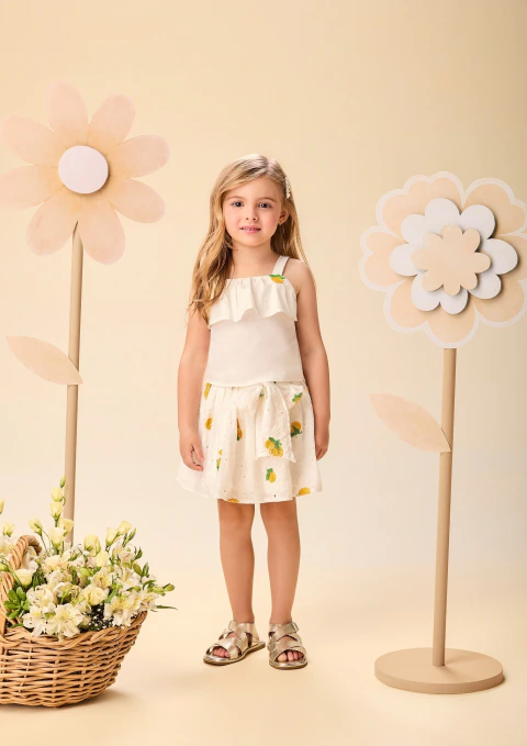 Conjunto Menina Blusa e Saia em Laise Momi