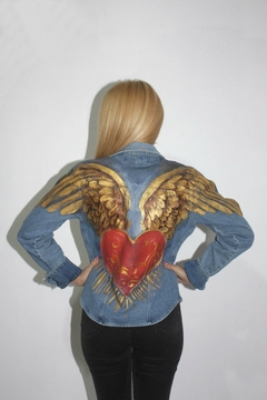 Campera Corazón con Alas - Pintada a Mano
