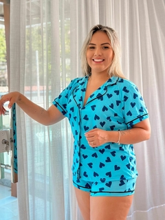 Pijama Aconchego Coração Blue - comprar online