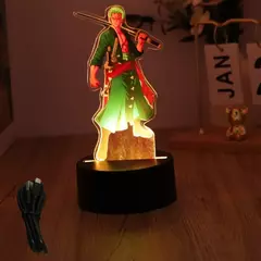 Ações figura uma peça luffy zoro anime figuras 3d lâmpada pvc ação coleção modelo brinquedos led night light criança presente de natal - loja online