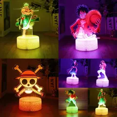 Ações figura uma peça luffy zoro anime figuras 3d lâmpada pvc ação coleção modelo brinquedos led night light criança presente de natal na internet