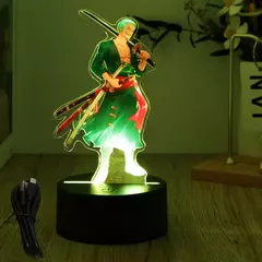 Ações figura uma peça luffy zoro anime figuras 3d lâmpada pvc ação coleção modelo brinquedos led night light criança presente de natal - MODERNO TECH