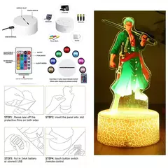 Ações figura uma peça luffy zoro anime figuras 3d lâmpada pvc ação coleção modelo brinquedos led night light criança presente de natal