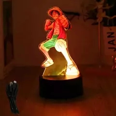 Imagem do Ações figura uma peça luffy zoro anime figuras 3d lâmpada pvc ação coleção modelo brinquedos led night light criança presente de natal