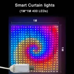 Imagem do 400leds luzes de cortina inteligentes bluetooth app led string rgb luzes de fada