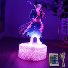 Ações figura uma peça luffy zoro anime figuras 3d lâmpada pvc ação coleção modelo brinquedos led night light criança presente de natal - loja online