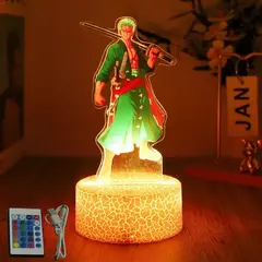 Ações figura uma peça luffy zoro anime figuras 3d lâmpada pvc ação coleção modelo brinquedos led night light criança presente de natal - MODERNO TECH