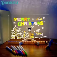 Placa de nota led com luz noturna colorida 7 canetas diy placa de mensagem acrí - comprar online