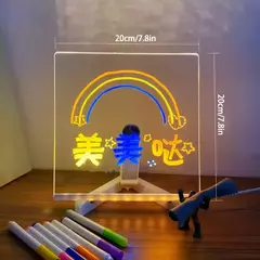 Placa de nota led com luz noturna colorida 7 canetas diy placa de mensagem acrí